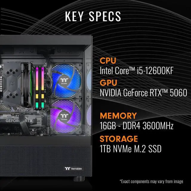 Alt view image 2 of 7 - Thermaltake Gaming Desktop PC V17B-B76R-560-LCS Intel Core i5-12600KF 16GB DDR4 1TB NVMe SSD GeForce RTX 5060 Windows 11 Home