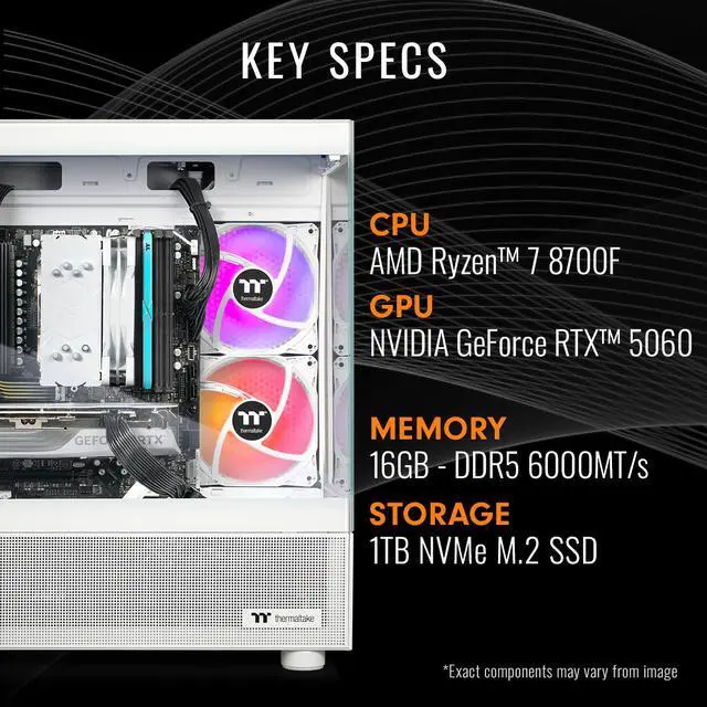 Alt view image 2 of 7 - Thermaltake Gaming Desktop PC V17S-B650-560-LCS AMD Ryzen 7 8700F 16GB DDR5 1TB NVMe SSD GeForce RTX 5060 Windows 11 Home