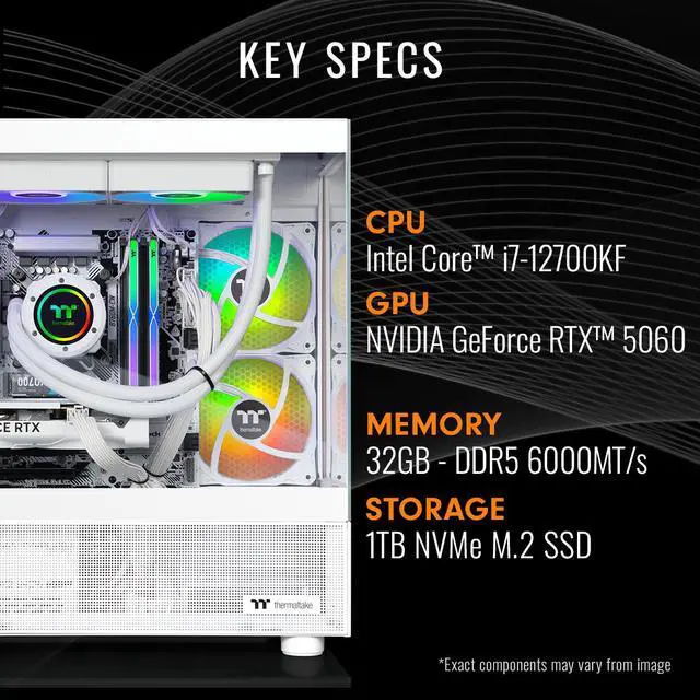 Alt view image 6 of 7 - Thermaltake Gaming Desktop PC V17S-B760-560-LCS Intel Core i7-12700KF 32GB DDR5 1TB NVMe SSD GeForce RTX 5060 Windows 11 Home