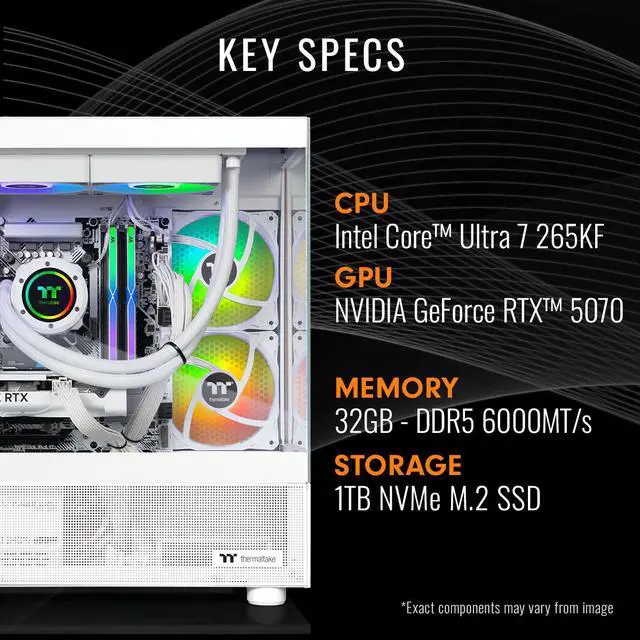 Alt view image 2 of 7 - Thermaltake LCGS View u2670S-170 Gaming Desktop (Intel Core Ultra 7 265KF, ToughRam 32GB DDR5 6000MT/s RGB Memory, NVIDIA GeForce RTX 5070, 1TB NVMe M.2, WiFi, Windows 11) V17S-B860-570-LCS