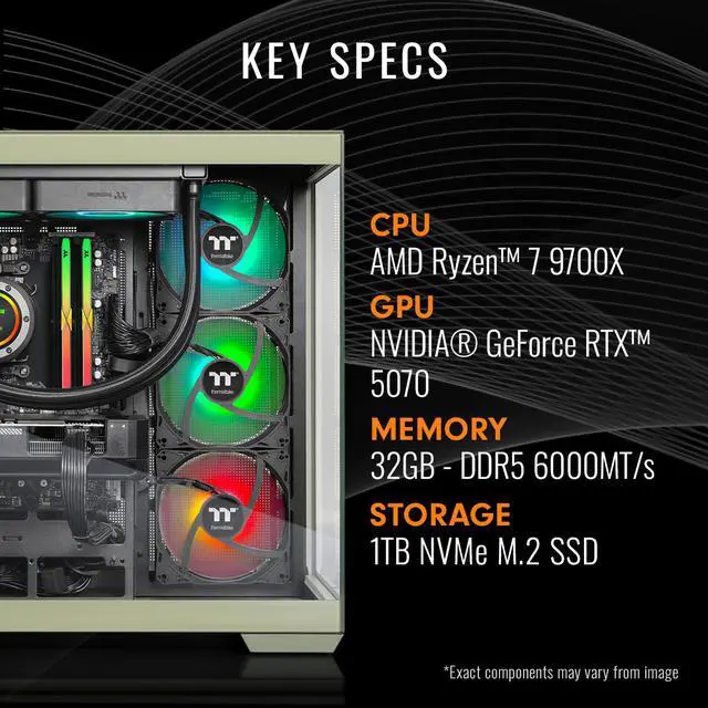 Alt view image 2 of 7 - Thermaltake LCGS View 9770M-380 Gaming Desktop (AMD Ryzen 7 9700X, ToughRam 32GB DDR5 6000MT/s RGB Memory, NVIDIA GeForce RTX 5070, 1TB NVMe M.2, Wifi, Windows 11) V38M-B85B-570-LCS