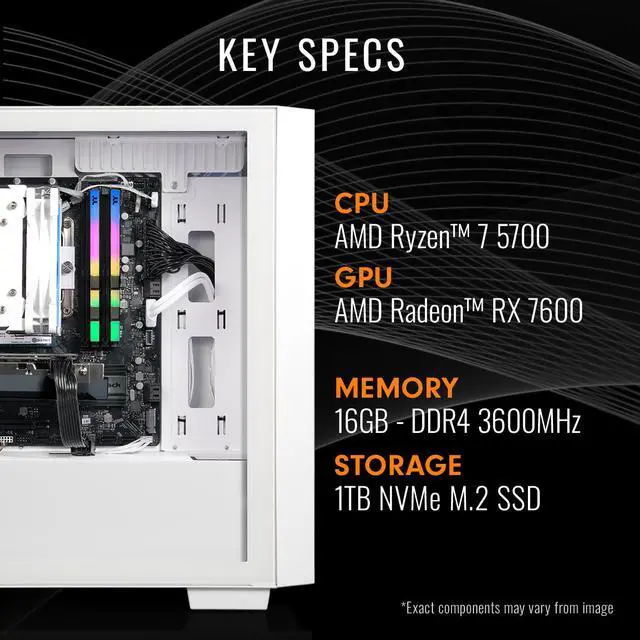 Alt view image 2 of 7 - Thermaltake Gaming Desktop PC NE R76-H16 AMD Ryzen 7 5700 16GB DDR4 1TB SSD AMD Radeon RX 7600 Windows 11 Home
