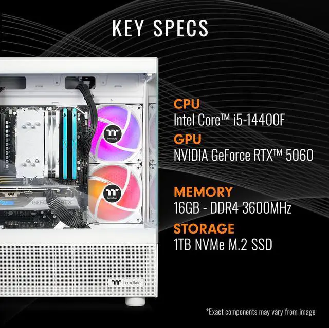 Alt view image 2 of 7 - Thermaltake Gaming Desktop PC NE i1460S-V170S Intel Core i5-14400F 16GB DDR4 1TB SSD GeForce RTX 5060 Windows 11 Home