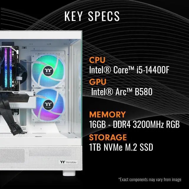 Alt view image 6 of 7 - Thermaltake Desktop PC LCGS NE i1458S-V270S N27S-B760-B58-LCS Intel Core i5-14400F 16GB DDR4 1TB NVMe SSD Intel Arc B580 Windows 11