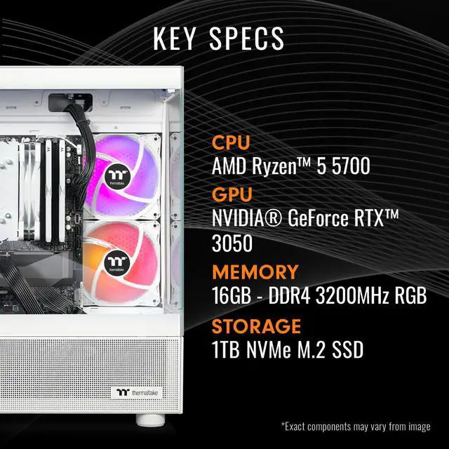 Alt view image 4 of 7 - Thermaltake Desktop PC LCGS NE 5750S-V170S N17S-B550-350-LCS AMD Ryzen 7 5700 16GB DDR4 1TB NVMe SSD NVIDIA GeForce RTX 3050 Windows 11