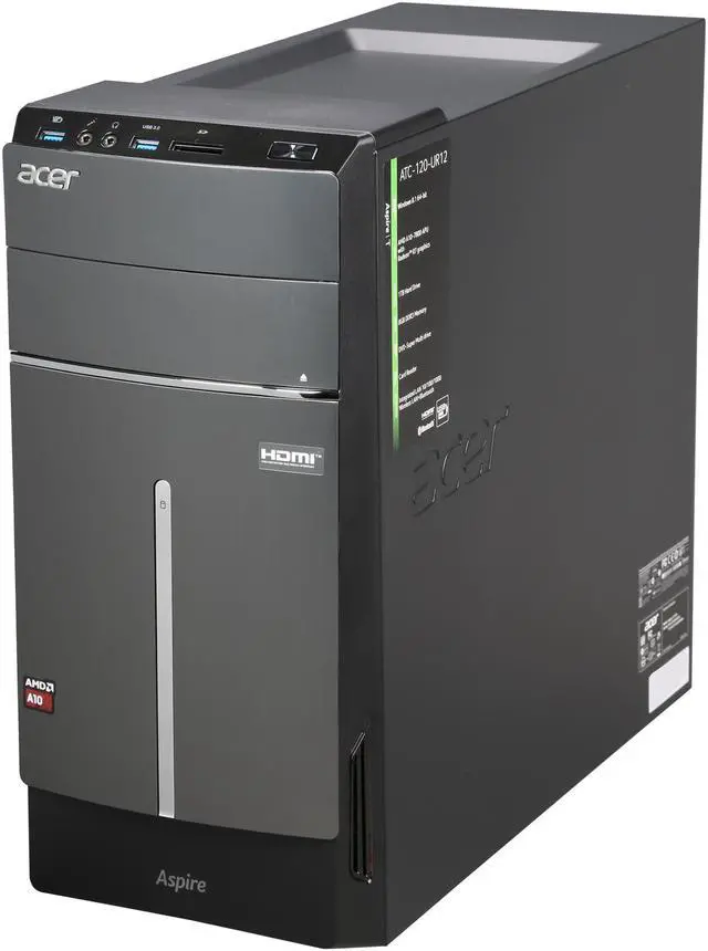 Alt view image 3 of 9 - Acer Desktop PC Aspire T ATC-120-UR12 AMD A10-7800 8GB DDR3 1TB HDD AMD Radeon R7 Windows 8.1 64-Bit