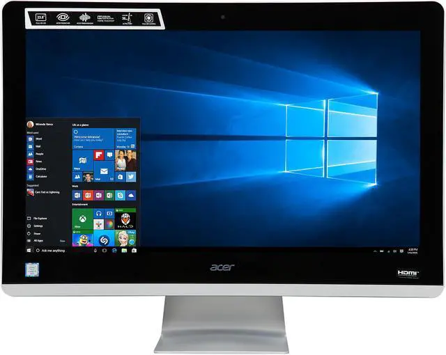 Alt view image 2 of 7 - Acer All-in-One Computer Aspire Z AZ3-715-UR53 Intel Core i3-6100T 8GB DDR4 1TB HDD 23.8" Touchscreen Windows 10 Home