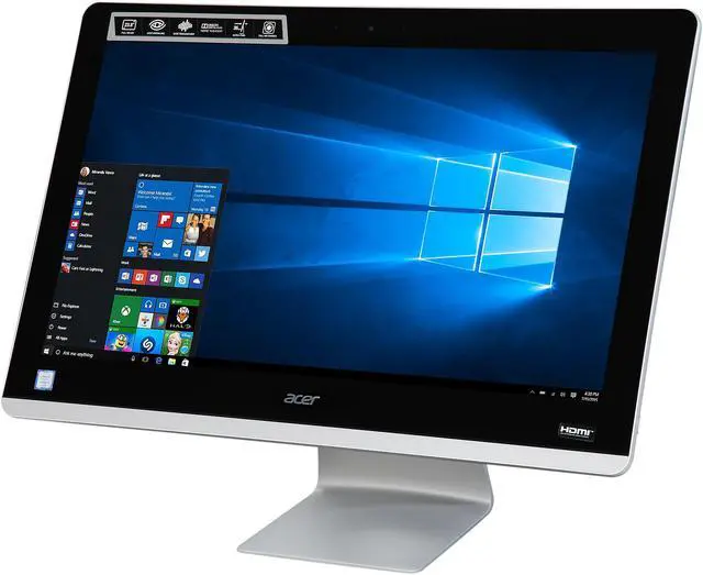 Alt view image 3 of 7 - Acer All-in-One Computer Aspire Z AZ3-715-UR53 Intel Core i3-6100T 8GB DDR4 1TB HDD 23.8" Touchscreen Windows 10 Home