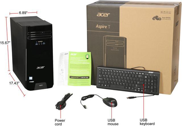 Alt view image 10 of 9 - Acer Desktop Computer TC-780-NESelecti5 Intel Core i5-7400 8GB DDR4 256GB SSD Intel HD Graphics 630 Windows 10 Home 64-Bit