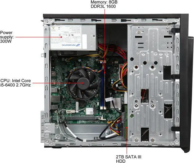 Alt view image 8 of 9 - Acer Desktop PC Aspire T ATC-710-UR61 Intel Core i5-6400 8 GB DDR3L 2TB HDD Intel HD Graphics 530 Windows 10 Home 64-Bit