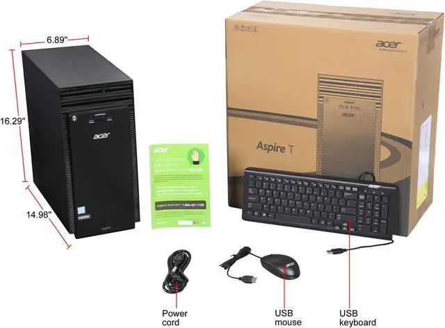 Alt view image 10 of 9 - Acer Desktop PC Aspire T ATC-710-UR61 Intel Core i5-6400 8 GB DDR3L 2TB HDD Intel HD Graphics 530 Windows 10 Home 64-Bit