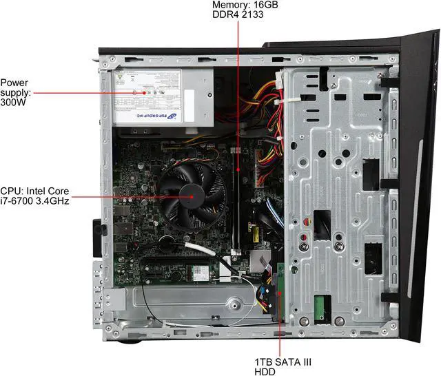 Alt view image 6 of 9 - Acer Desktop Computer Aspire ATC-780-UR11 Intel Core i7-6700 16GB DDR4 1TB HDD Intel HD Graphics 530 Windows 10 Home 64-Bit