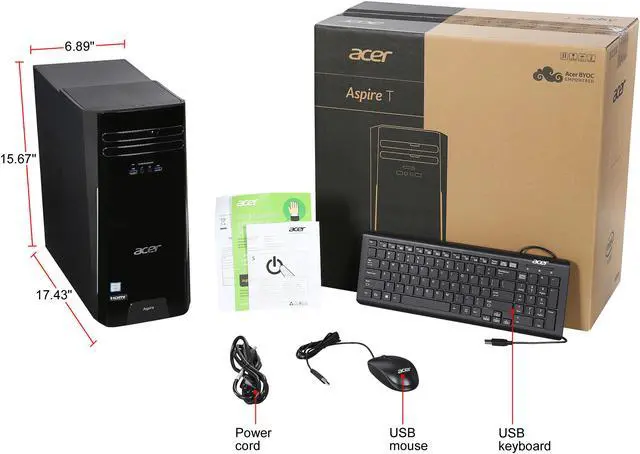Alt view image 9 of 9 - Acer Desktop Computer Aspire ATC-780-UR11 Intel Core i7-6700 16GB DDR4 1TB HDD Intel HD Graphics 530 Windows 10 Home 64-Bit