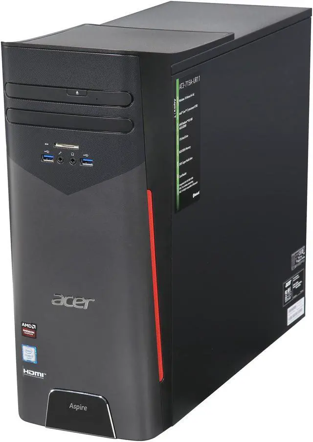 Alt view image 3 of 9 - Acer Desktop Computer Aspire T AT3-715A-UR11 Intel Core i7-6700 8GB DDR4 1TB HDD AMD Radeon RX 480 Windows 10 Home