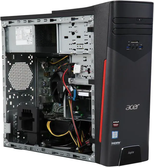 Alt view image 7 of 9 - Acer Desktop Computer Aspire T AT3-715A-UR11 Intel Core i7-6700 8GB DDR4 1TB HDD AMD Radeon RX 480 Windows 10 Home