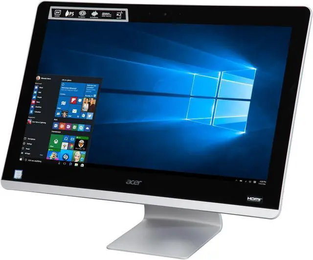 Alt view image 3 of 7 - Acer All-in-One Computer Aspire AZ3-715-UR11 Intel Core i5-7400T 8GB DDR4 1TB HDD 23.8" Touchscreen Windows 10 Home 64-Bit