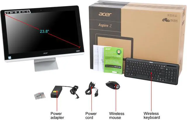 Alt view image 7 of 7 - Acer All-in-One Computer Aspire AZ3-715-UR11 Intel Core i5-7400T 8GB DDR4 1TB HDD 23.8" Touchscreen Windows 10 Home 64-Bit