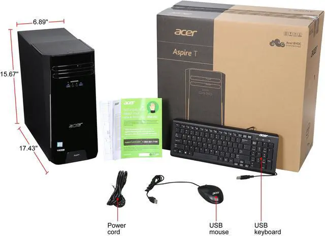 Alt view image 9 of 9 - Acer Desktop Computer Aspire T TC-780-UR11 Intel Core i7-7700 8GB DDR4 1TB HDD Intel HD Graphics 630 Windows 10 Home 64-Bit
