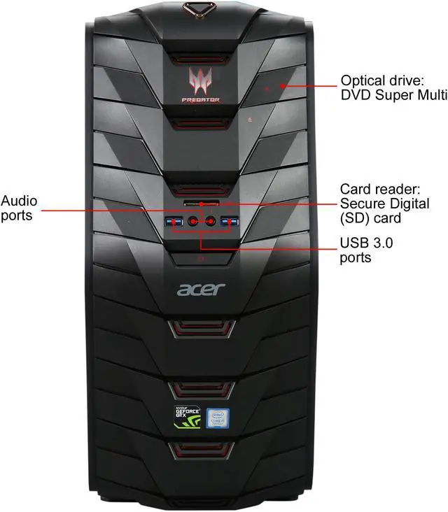 Alt view image 2 of 9 - Acer Desktop PC Predator G3-710-UR11 Intel Core i5-7400 12GB DDR4 1TB HDD 128 GB M.2 SSD GeForce GTX 1060 Windows 10 Home 64-Bit