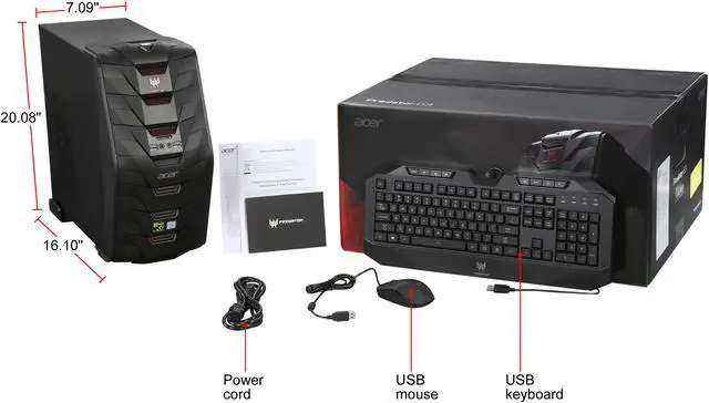 Alt view image 9 of 9 - Acer Desktop PC Predator G3-710-UR11 Intel Core i5-7400 12GB DDR4 1TB HDD 128 GB M.2 SSD GeForce GTX 1060 Windows 10 Home 64-Bit
