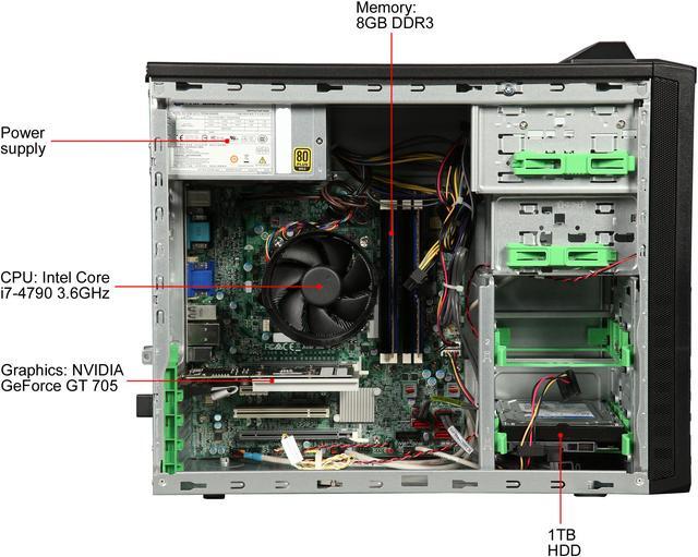 Alt view image 8 of 10 - Acer Desktop PC VM6630G-70091 Intel Core i7-4790 8GB DDR3 1TB HDD NVIDIA GeForce GT 705 Windows 7 Professional 64-Bit (Upgradeable to Windows 8 Pro)