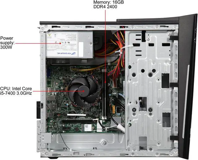 Alt view image 6 of 9 - Acer Desktop PC Aspire TC-780-UR17 Intel Core i5-7400 16GB DDR4 256GB SSD Intel HD Graphics 630 Windows 10 Home 64-Bit