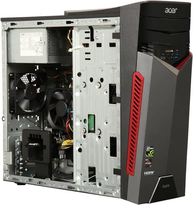 Alt view image 7 of 9 - Acer Desktop Computer Aspire GX-281-UR14 AMD Ryzen 7 1700X 16GB DDR4 2TB HDD 256GB SSD GeForce GTX 1070 Windows 10 Home 64-Bit