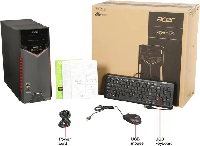 Alt view image 9 of 9 - Acer Desktop Computer Aspire GX-281-UR14 AMD Ryzen 7 1700X 16GB DDR4 2TB HDD 256GB SSD GeForce GTX 1070 Windows 10 Home 64-Bit