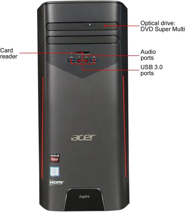 Alt view image 2 of 9 - Acer Desktop Computer Aspire AT3-715A-UR12 Intel Core i7-6700 16GB DDR4 1TB HDD AMD Radeon RX 480 Windows 10 Home 64-Bit