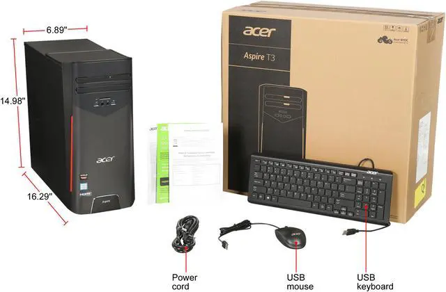 Alt view image 9 of 9 - Acer Desktop Computer Aspire AT3-715A-UR12 Intel Core i7-6700 16GB DDR4 1TB HDD AMD Radeon RX 480 Windows 10 Home 64-Bit