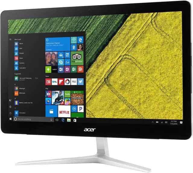 Alt view image 2 of 6 - Acer All-in-One Computer Aspire Z24-880-UR12 Intel Core i3-7100T 6GB DDR4 1TB HDD 23.8" Touchscreen Windows 10 Home 64-Bit