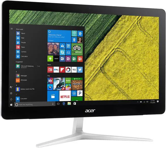 Alt view image 3 of 6 - Acer All-in-One Computer Aspire Z24-880-UR12 Intel Core i3-7100T 6GB DDR4 1TB HDD 23.8" Touchscreen Windows 10 Home 64-Bit
