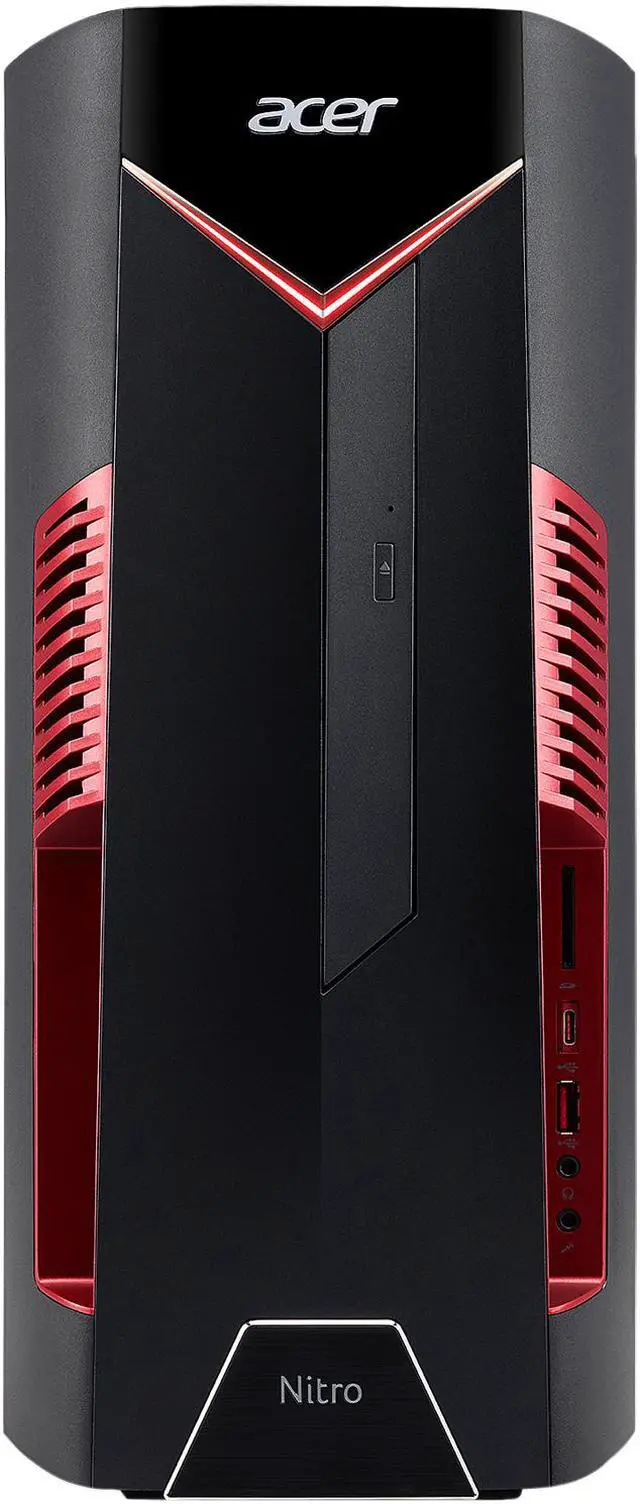 Alt view image 2 of 7 - Acer Gaming Desktop Nitro 50 N50-600-UR15 Intel Core i5-8400 8GB DDR4 1TB HDD 16 GB Optane Memory AMD Radeon RX 580 Windows 10 Home 64-bit