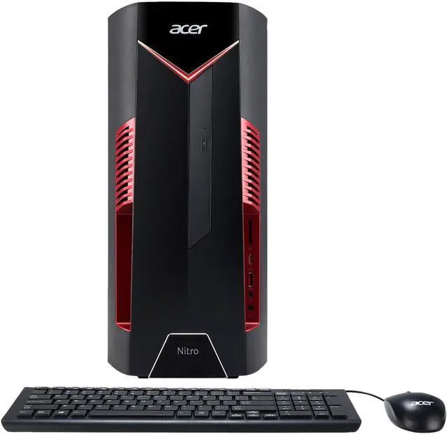 Alt view image 5 of 7 - Acer Gaming Desktop Nitro 50 N50-600-UR15 Intel Core i5-8400 8GB DDR4 1TB HDD 16 GB Optane Memory AMD Radeon RX 580 Windows 10 Home 64-bit