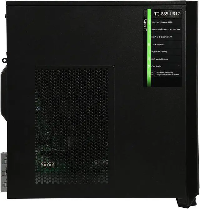 Alt view image 4 of 9 - Acer Grade A Desktop Computer Aspire TC TC-885-UR12 Intel Core i5-8400 8GB DDR4 1TB HDD Intel UHD Graphics 630 Windows 10 Home 64-bit