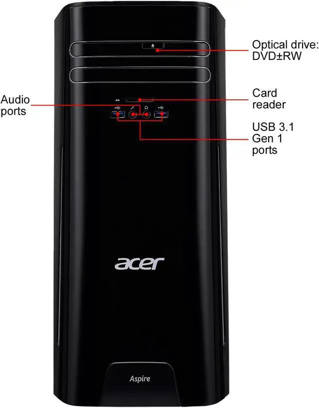 Alt view image 6 of 7 - Acer Desktop Computer Aspire TC-281-UR13 AMD A10-9700 8GB DDR4 2TB HDD AMD Radeon R7 Windows 10 Home 64-bit