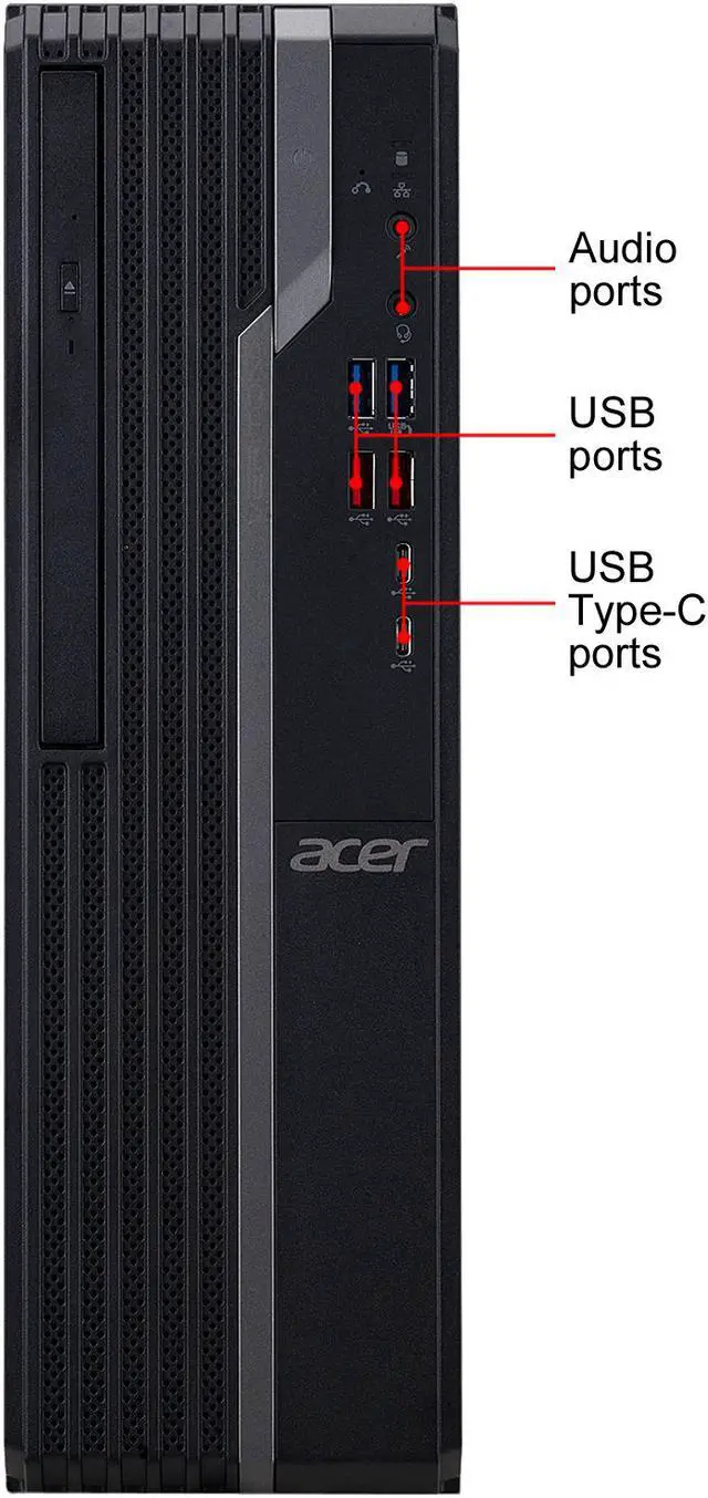 Alt view image 3 of 5 - Acer Veriton X - Intel Core i3-8100 - 4 GB DDR4 - 500 GB HDD - Intel UHD Graphics 630 - Windows 10 Pro - Desktop PC (VX4660G-I3810H3)