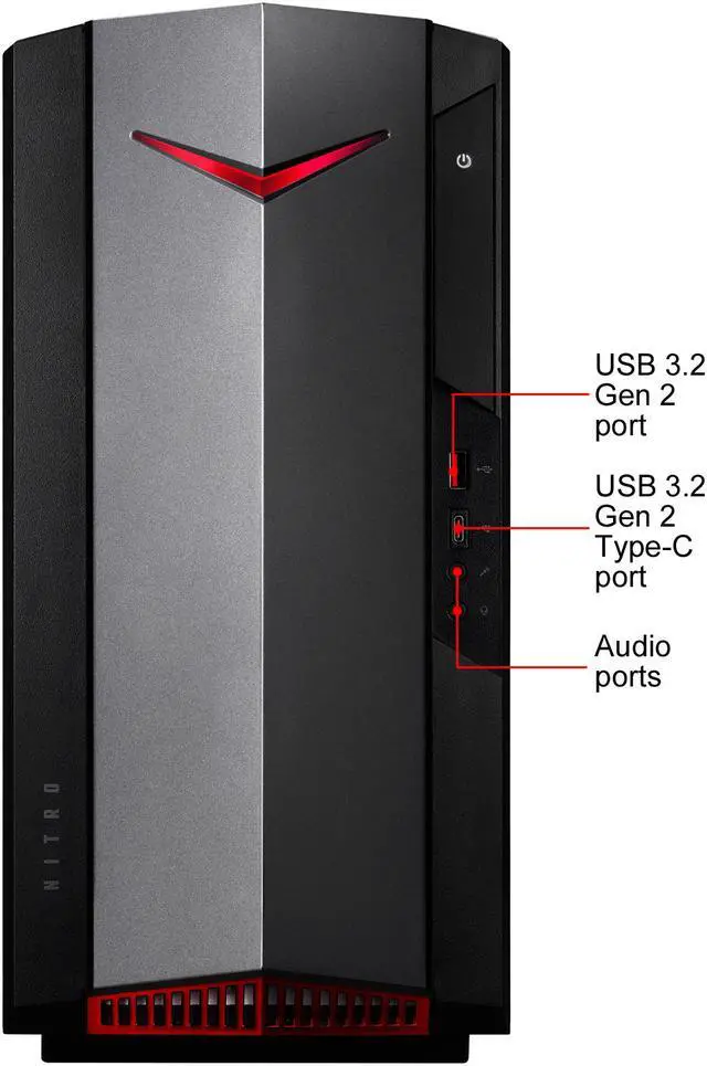 Alt view image 3 of 9 - Acer Nitro 50 - Intel Core i5-10400F - 8 GB DDR4 - 512 GB SSD - GeForce GTX 1650 - Windows 10 Home - Gaming Desktop (N50-610-UR14)