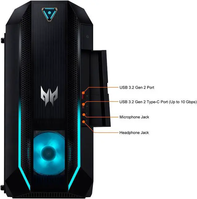 Alt view image 5 of 15 - Acer Predator Orion 3000 - Intel Core i7-10700 - 16 GB DDR4 - 1 TB HDD - 512 GB SSD - GeForce RTX 2060 SUPER - Windows 10 Home - Gaming Desktop (PO3-620-UR14)