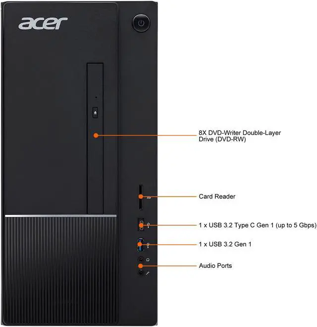 Alt view image 5 of 7 - Acer Desktop Computer Aspire TC-1750-UR11 Intel Core i5-12400 16GB DDR4 512GB PCIe SSD Intel UHD Graphics 730 Windows 11 Home