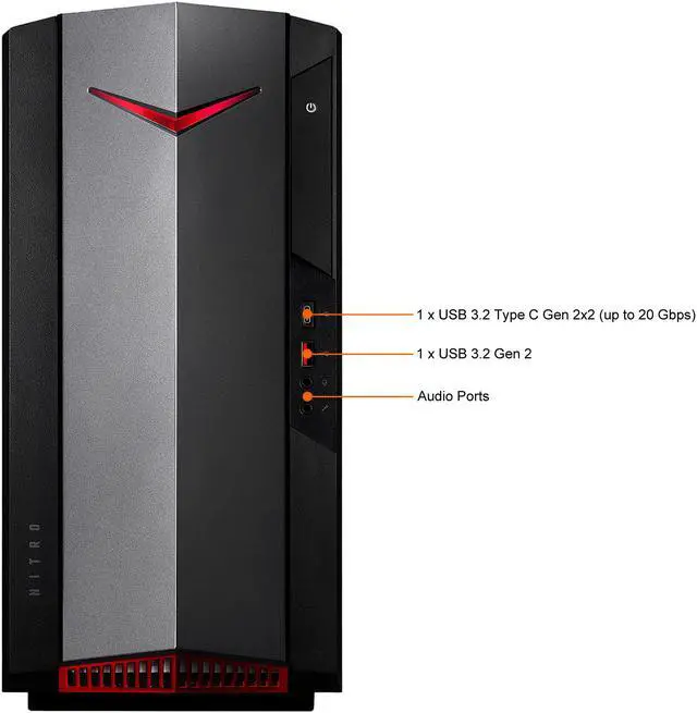 Alt view image 7 of 12 - Acer Gaming Desktop Nitro 50 N50-640-UR11 Intel Core i5-12400F 8GB DDR4 512GB PCIe SSD GeForce GTX 1650 Windows 11 Home