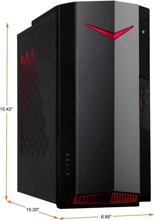 Alt view image 5 of 12 - Acer Gaming Desktop Nitro 50 N50-640-UR12 Intel Core i5-12400 16GB DDR4 1TB HDD 512GB PCIe SSD GeForce RTX 3060 Windows 11 Home