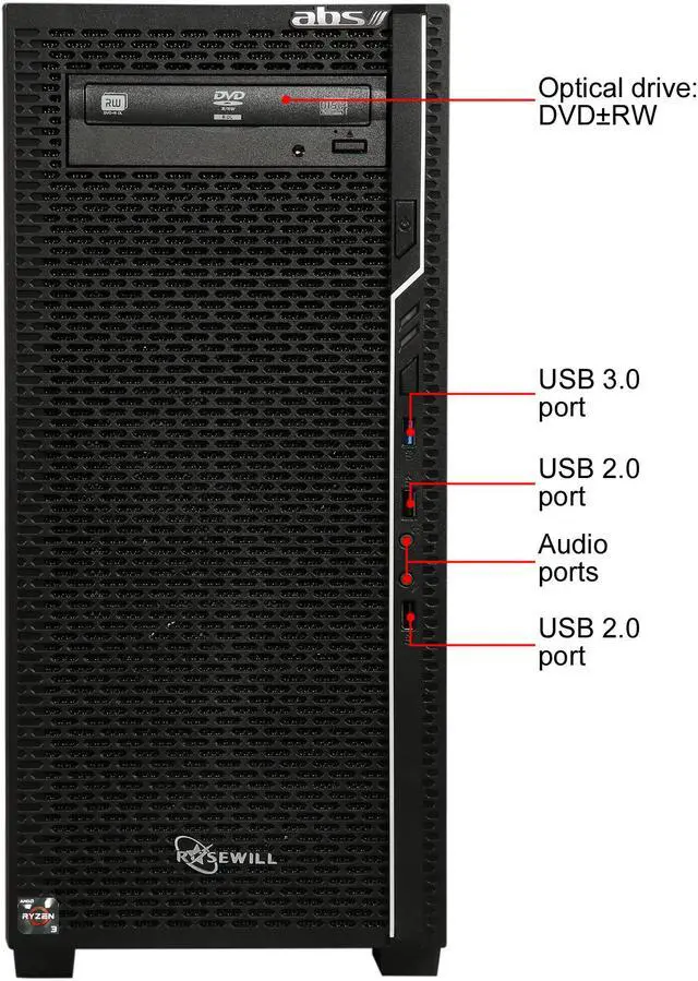 Alt view image 2 of 9 - ABS Prime-1300X Gaming Desktop Ryzen 3 1300X (3.5 GHz) 8 GB DDR4 1 TB HDD NVIDIA GeForce GTX 1050 Ti 4 GB Windows 10 Home 64-Bit ALA069