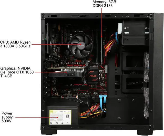 Alt view image 6 of 9 - ABS Prime-1300X Gaming Desktop Ryzen 3 1300X (3.5 GHz) 8 GB DDR4 1 TB HDD NVIDIA GeForce GTX 1050 Ti 4 GB Windows 10 Home 64-Bit ALA069