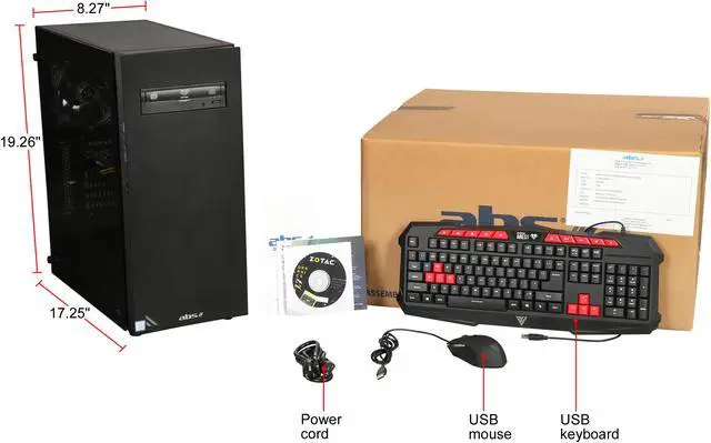 Alt view image 9 of 9 - ABS Battlebox Essential Meteor Gaming Desktop PC NVIDIA GeForce GTX 1060 6 GB Intel Core i7-7700K (4.20 GHz) Liquid Cooling (120 mm) 16 GB DDR4 120 GB SSD 1 TB HDD Windows 10 Home 64-Bit ALI173