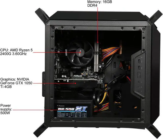 Alt view image 14 of 17 - ABS Master-Pro - Ryzen 5 2400G - GeForce GTX 1050 Ti - 16GB DDR4 - 120GB SSD - 1TB HDD - Gaming Desktop PC