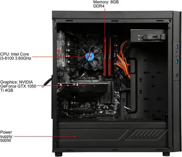 Alt view image 8 of 10 - ABS Meteor Gaming Desktop PC Intel Core i3-8100 (3.60 GHz) 8 GB DDR4 240 GB SSD NVIDIA GeForce GTX 1050 Ti 4 GB Windows 10 Home 64-Bit ALI192