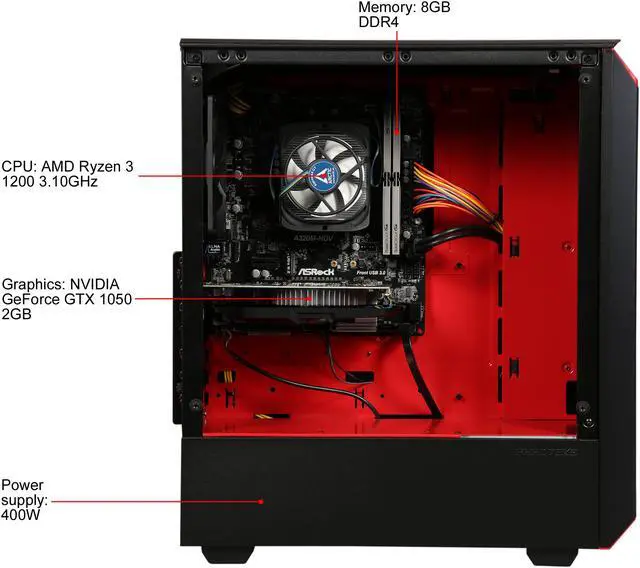 Alt view image 14 of 18 - ABS Eclipse NVIDIA GeForce GTX 1050 2 GB AMD Ryzen 3 1200 (3.10 GHz) 8 GB DDR4 1 TB HDD Windows 10 Home 64-Bit Gaming PC ALA086