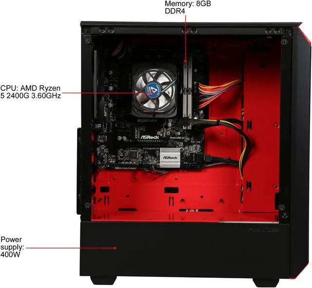 Alt view image 13 of 16 - ABS Eclipse Gaming Desktop PC AMD Ryzen 5 2400G (3.60 GHz) Radeon RX Vega 11 Graphics 8 GB DDR4 1 TB HDD Windows 10 Home 64-Bit ALA087