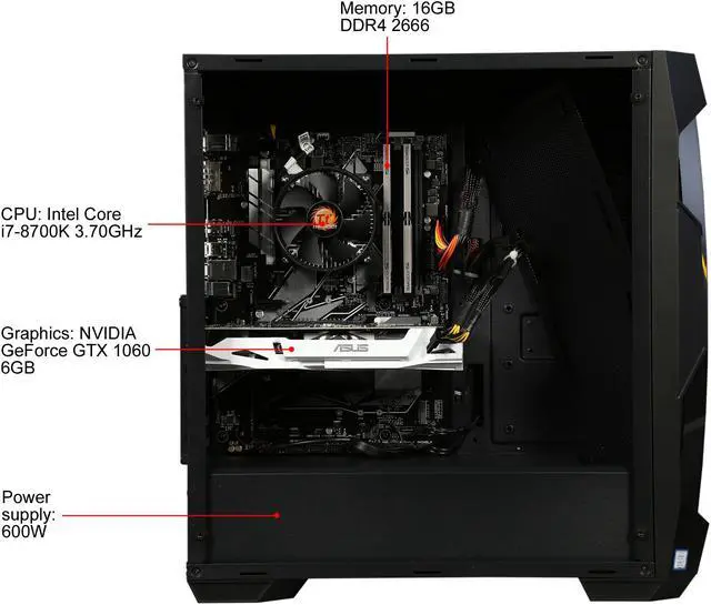 Alt view image 12 of 14 - ABS Fleet Gaming Desktop PC NVIDIA GeForce GTX 1060 6 GB Intel i7-8700K (3.70 GHz) 6-Core 16 GB DDR4 240 GB SSD 1 TB HDD Windows 10 Home 64-Bit ALI220